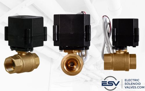 Electric motorized brass 3/4" ball valves from ElectricSolenoidValves.com