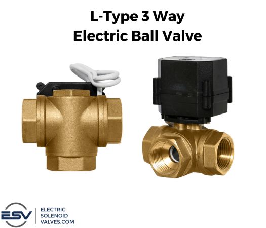 1" L-type 3 way electric motorized ball valve - brass