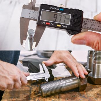 Measuring threads with a vernier for pitch and size