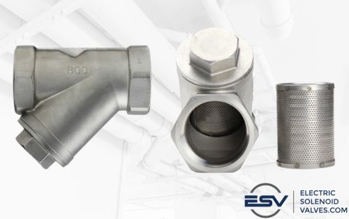 Stainless steel y-strainer valves from ElectricSolenoidValves.com for high-purity fluid systems