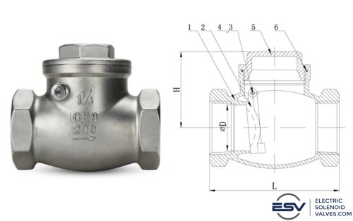 Swing check valve and detailed diagram